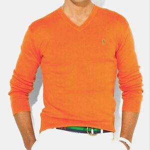 Polo by Ralph Lauren Winter Bright Pima Cotton V Neck Sweater, Size XL